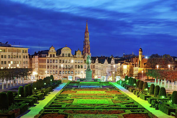Brussels Poster featuring the photograph View of Brussels from Jardin du Mont des Arts by Barry O Carroll