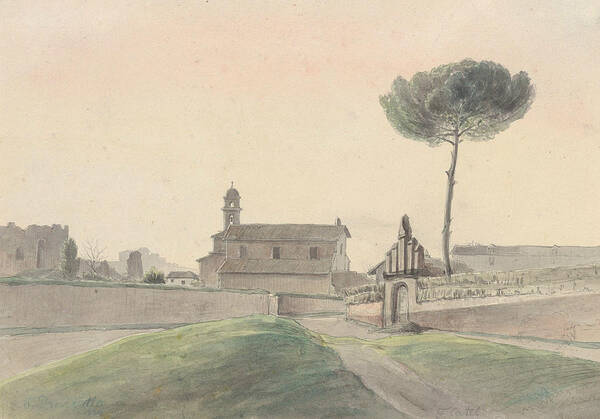 19th Century Art Poster featuring the drawing View of the Church of San Pancrazio, Rome, from the South by Franz Ludwig Catel