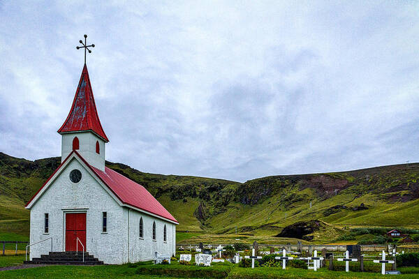 Church Poster featuring the photograph Vik Church and Cemetery - Iceland by Stuart Litoff