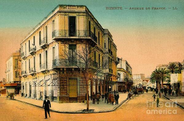 Vintage Poster featuring the photograph Vintage 1900s Bizerte Avenue de France by Heidi De Leeuw