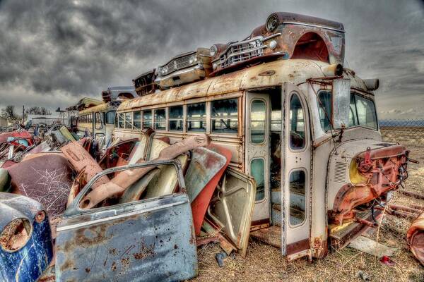 Salvage Yard Poster featuring the photograph Vintage Bus by Craig Incardone