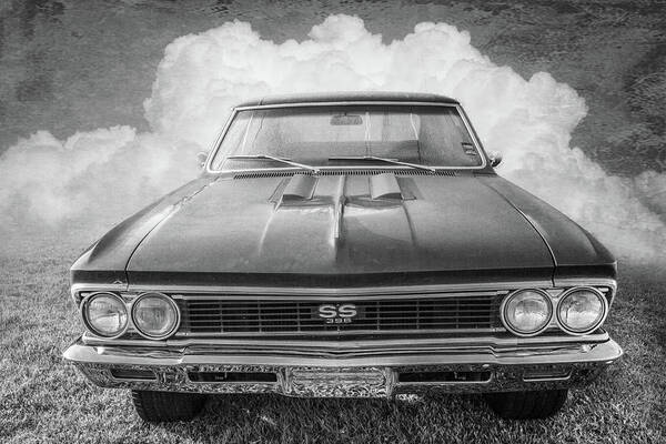 1962 Poster featuring the photograph Vintage Chevy Chevelle Super Sport Black and White by Debra and Dave Vanderlaan