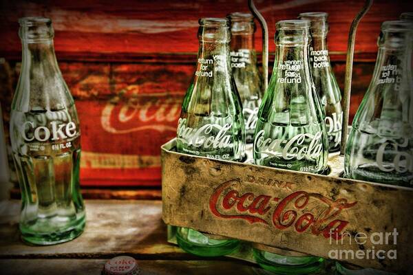 Paul Ward Poster featuring the photograph Vintage Coke Metal Six Pack Carrier by Paul Ward