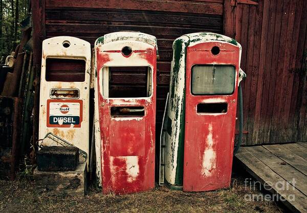 Gas Poster featuring the photograph Vintage Gas Pumps by Linda Bianic