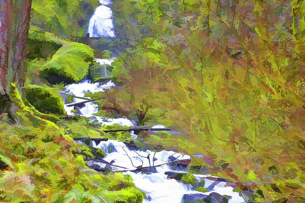 Wahkeena Falls Poster featuring the photograph Wahkeena Falls Painterly by Lorraine Baum
