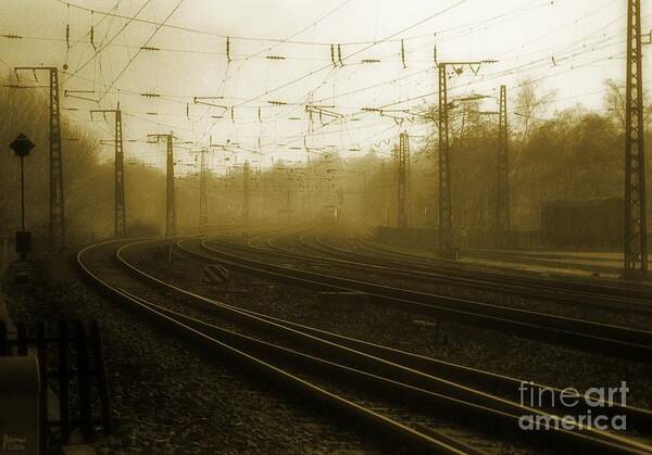 Train Poster featuring the photograph Waiting by Jeff Breiman