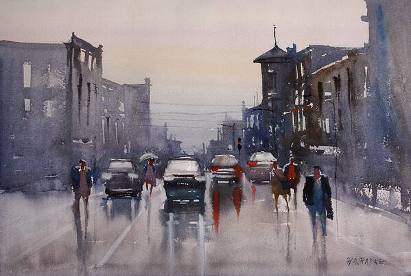 Ryan Radke Poster featuring the painting Walking in the Rain by Ryan Radke