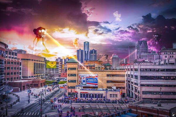 Salvador Poster featuring the photograph War of the Worlds Detroit by Nicholas Grunas by Nicholas Grunas