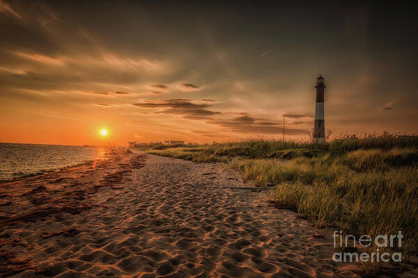 Fire Island Lighthouse Poster featuring the photograph Warm Sunrise at the Fire Island Lighthouse by Alissa Beth Photography
