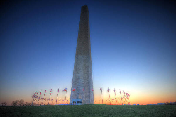 Sneffy Poster featuring the photograph Washington Monument at Sunset by Shelley Neff
