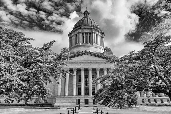 Olympia Poster featuring the photograph Washington State Capitol - bw by Stephen Stookey