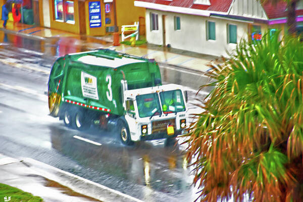 Waste Disposal Poster featuring the photograph Waste Disposal Truck on Rainy Day by Gina O'Brien