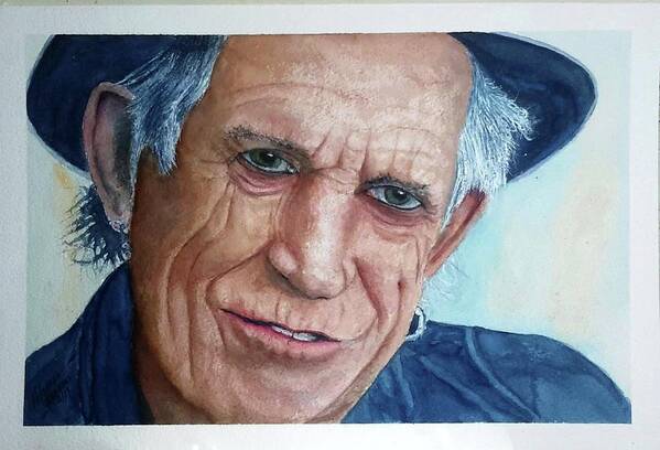 Keith Richards Poster featuring the painting Water color Keith Richards by Richard Benson