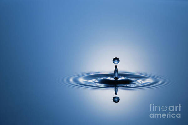 Abstract Poster featuring the photograph Water Drop in Blue 1 by Dean Birinyi