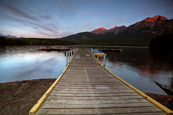 Docks Poster featuring the digital art Water reflections at Pyramid Lake by Mark Duffy