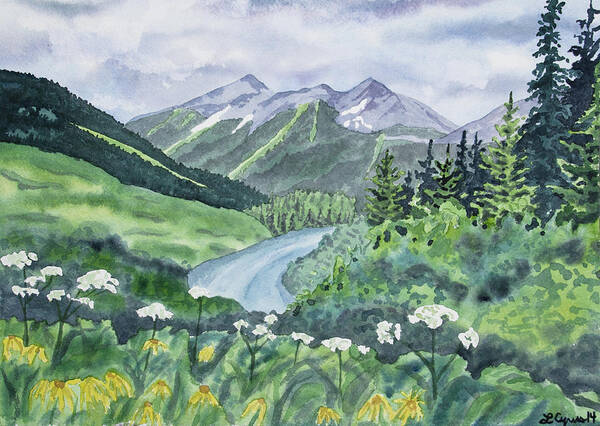 Original Watercolor Poster featuring the painting Watercolor - Colorado Summer Landscape by Cascade Colors