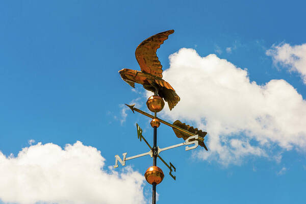 Weather Vane Poster featuring the photograph Weather Vane On Blue Sky by D K Wall