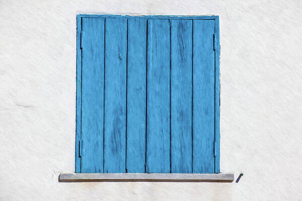 Blue Poster featuring the painting Weathered Blue Shutter by David Letts