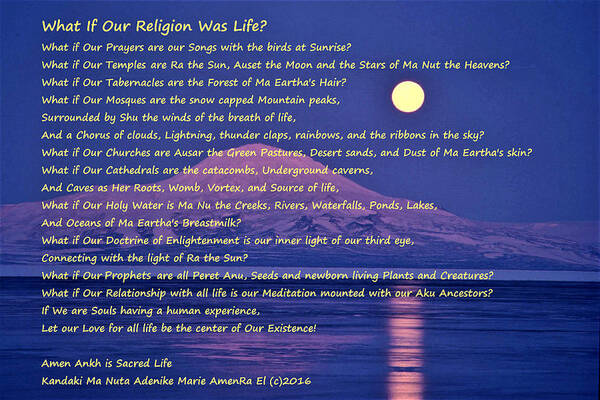 Life Poster featuring the digital art What if Our Religion Was Life by Adenike AmenRa