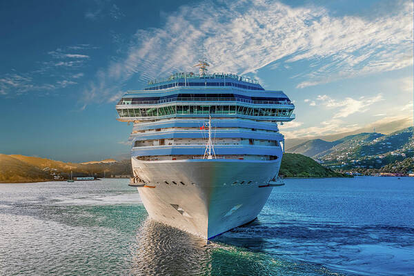 Boat Poster featuring the photograph White Cruise Ship from Front by Darryl Brooks