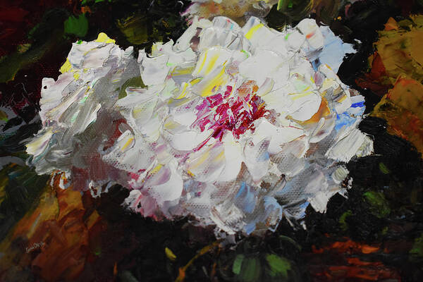 White Dahlias Painted Poster featuring the painting White Dahlias Painted by Sandi OReilly