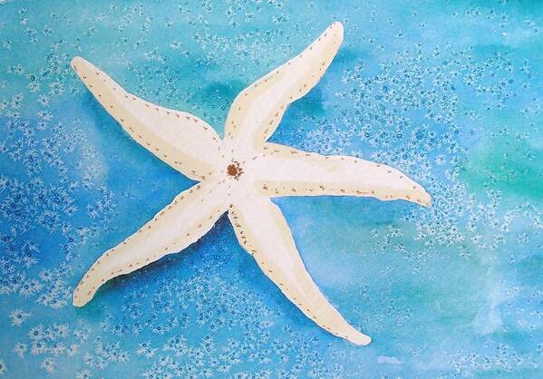 Starfish Poster featuring the painting White starfish by Patricia Piffath