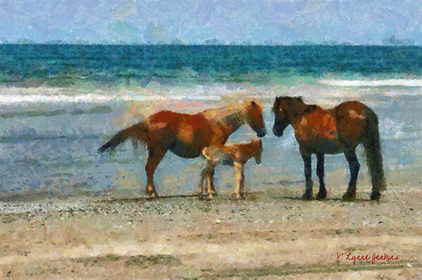 Horse Poster featuring the painting Wild Horses of the Outer Banks by Lynne Jenkins