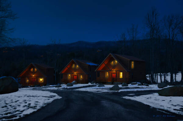 Tennessee Poster featuring the digital art Winter Cabins by Bill