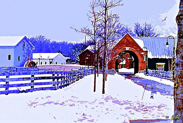 Winer Poster featuring the painting Winter in the village by CHAZ Daugherty