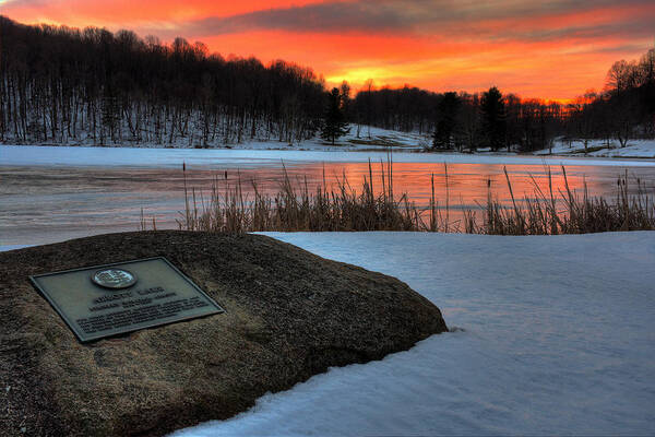 Peaks Of Otter Poster featuring the photograph Winter Sunset Abbott Lake by Steve Hurt