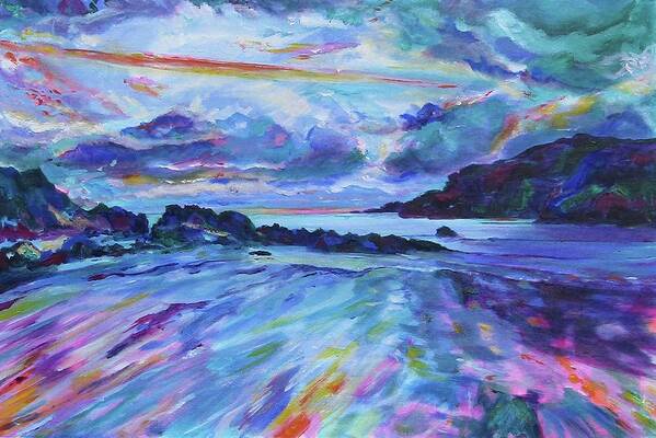 Seascape Poster featuring the painting Porth Dafarch, Anglesey, Wales by Karin McCombe Jones