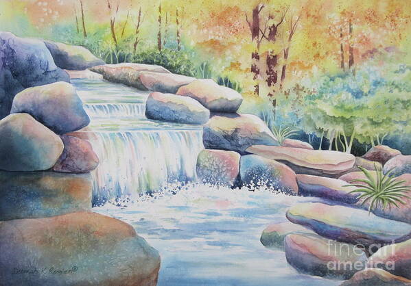 Waterfall Poster featuring the painting Woodland Falls by Deborah Ronglien