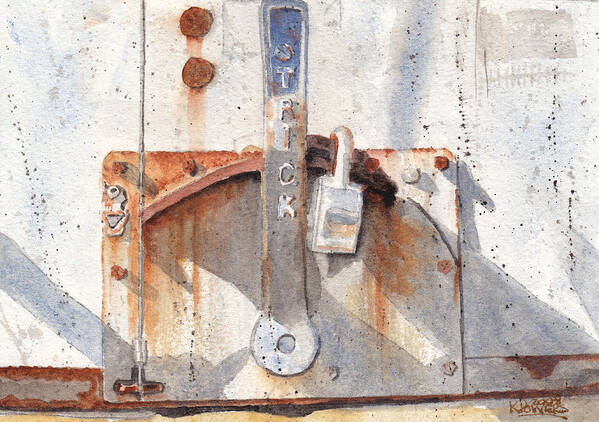 Semi Poster featuring the painting Work Trailer Lock Number One by Ken Powers