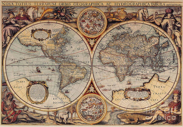 World Map Poster featuring the photograph World Map 1636 by Photo Researchers