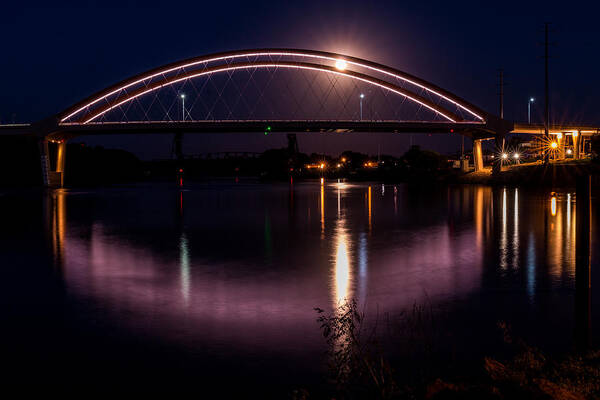 Bridge Poster featuring the photograph Hasting Bridge at Night by Patti Deters