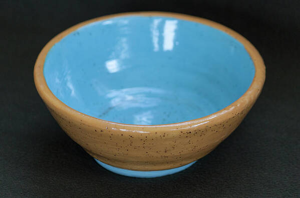 Ceramic Poster featuring the ceramic art Yellow and Blue Ceramic Bowl by Suzanne Gaff
