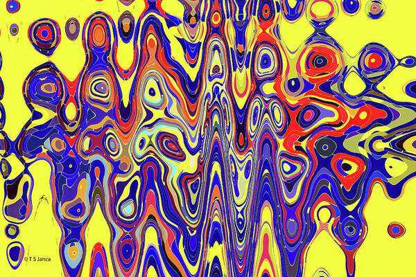 Yellow Blue Red And Green Abstract Poster featuring the digital art Yellow Blue Red And Green Abstract by Tom Janca