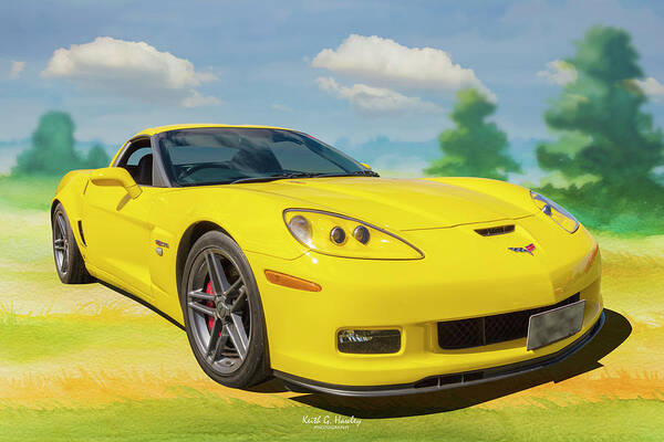 Car Poster featuring the photograph Yellow Vette by Keith Hawley