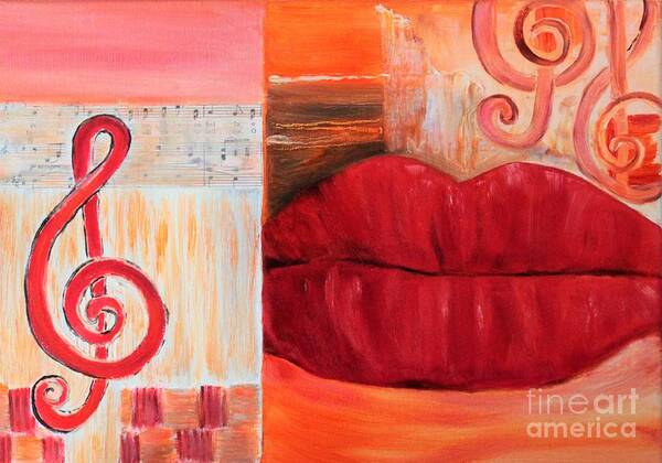 Lips Poster featuring the mixed media Your Melody's An Art by Tracey Lee Cassin