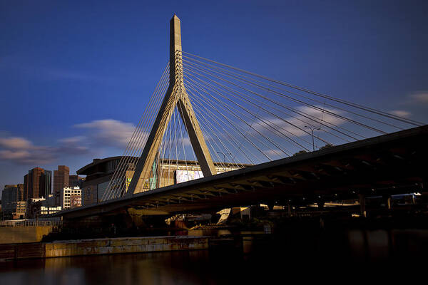 Boston Poster featuring the photograph Zakim Bridge and Boston Garden at Sunset by Rick Berk