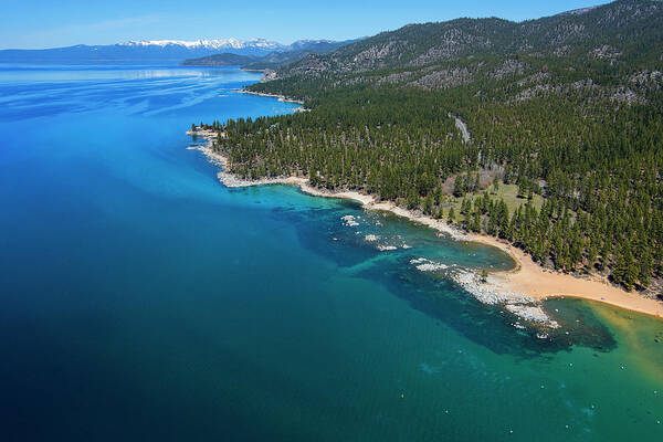 Tahoe Poster featuring the photograph Zephyr Cove to Cave Rock Aerial by Brad Scott