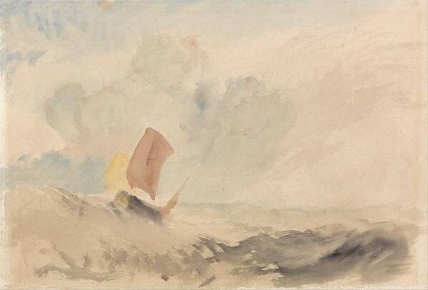 Seascape Poster featuring the painting A Sea Piece, A Rough Sea With A Fishing Boat by Joseph Mallord William Turner