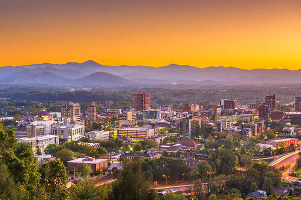 Landscape Poster featuring the photograph Asheville, North Caroilna, Usa Downtown #1 by Sean Pavone