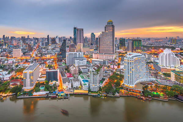 Cityscape Poster featuring the photograph Bangkok, Thailand Cityscape #1 by Sean Pavone