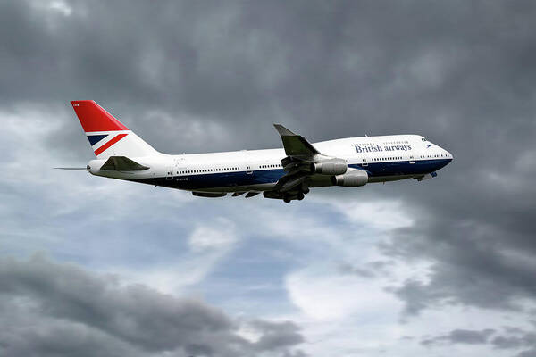 British Airways Boeing 747 Poster featuring the digital art Boeing 747-436 G-CIVB #2 by Airpower Art