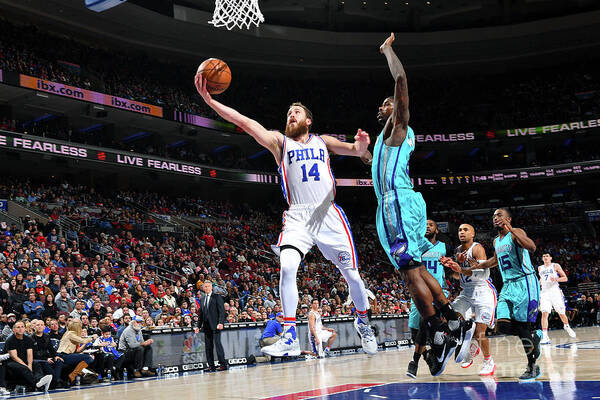 Sergio Rodriguez Poster featuring the photograph Charlotte Hornets V Philadelphia 76ers #1 by Jesse D. Garrabrant