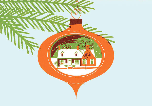 Branch Poster featuring the drawing Christmas tree ornament #1 by CSA Images