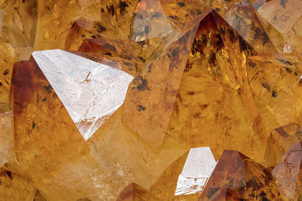 Citrine Poster featuring the photograph Citrine Crystals, Close #1 by Mark Windom