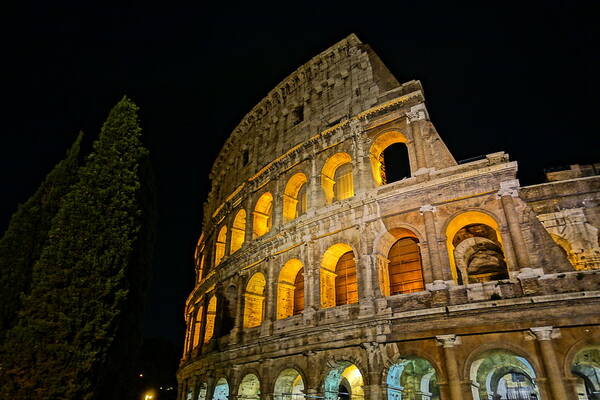 Colosseum At Night Poster featuring the photograph Colosseum at Night II by Patricia Caron