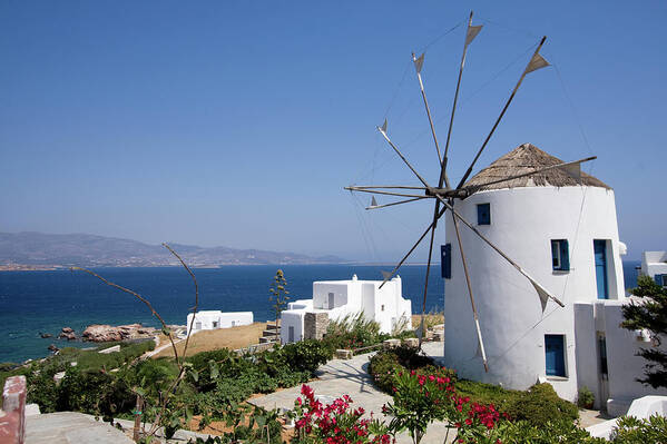 Wind Poster featuring the photograph Greek Windmill #1 by Photovideostock